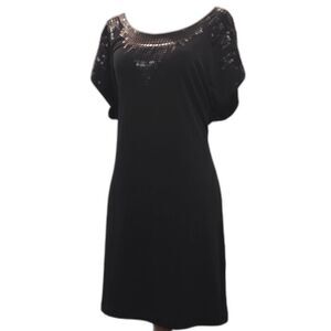 ELLE Black Sequin Embellished Tunic Top Dress Size Medium